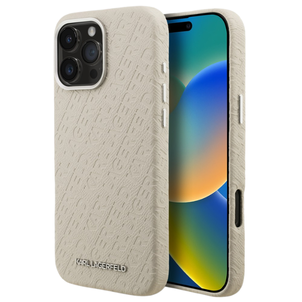 Dėklas Karl Lagerfeld FW Stamped Karl MagSafe Case for iPhone 16 Pro - rusvai gelsvas aprašymas - Prekės nuotrauka