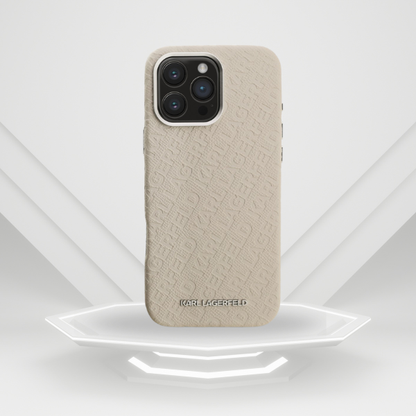 Dėklas Karl Lagerfeld FW Stamped Karl MagSafe Case for iPhone 16 Pro - rusvai gelsvas aprašymas - Prekės nuotrauka