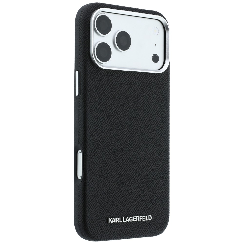 Dėklas Karl Lagerfeld Grained Elongated Logo MagSafe Case for iPhone 17 Pro Max / 18 Pro Max - Juodas aprašymas - Prekės nuotrauka