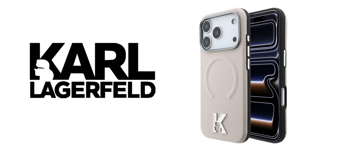 Karl Lagerfeld grūdėtos faktūros reljefinis žiedas ir Kameo logotipas MagSafe dėklas iPhone 18 Pro Max / 17 Pro Max - rusvai gelsvas aprašymas - Prekės nuotrauka