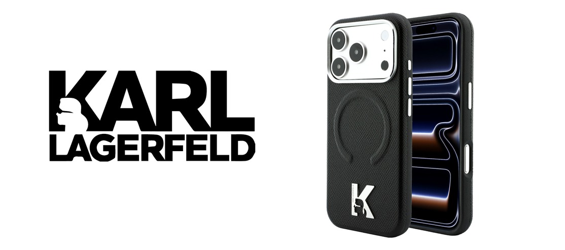 Karl Lagerfeld grūdėtos tekstūros reljefinis žiedas ir Kameo logotipas MagSafe dėklas iPhone 18 Pro / 17 Pro - Juodas aprašymas - Prekės nuotrauka
