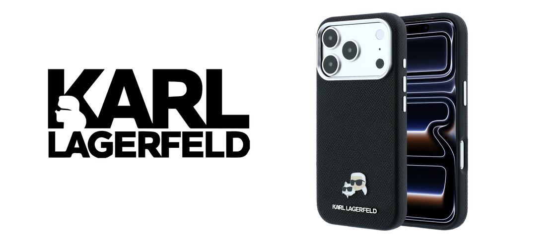 Dėklas Karl Lagerfeld Grained Heads Metal MagSafe Case, skirtas iPhone 17 Pro / 18 Pro – Juoda aprašymas - Prekės nuotrauka