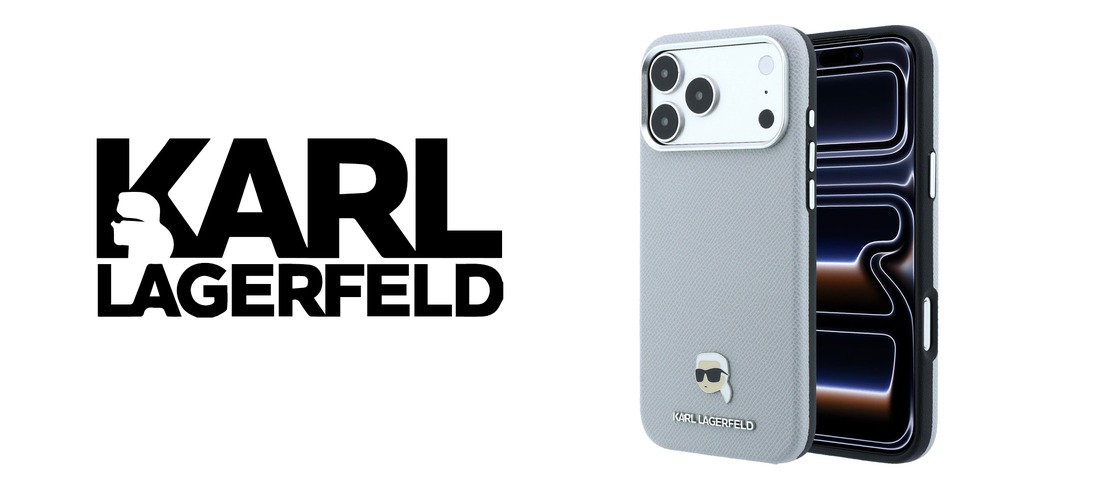 Karl Lagerfeld grūdėtos tekstūros Karl Head metalinis MagSafe dėklas iPhone 18 Pro Max / 17 Pro Max - pilkas aprašymas - Prekės nuotrauka