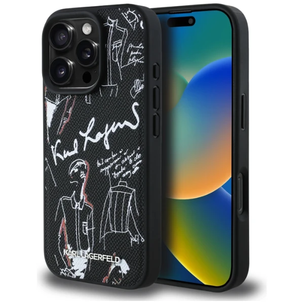 „Karl Lagerfeld“ grūdėto rašto ir logotipo „MagSafe“ dėklas, skirtas „iPhone 16 Pro“ – Juodas aprašymas - Prekės nuotrauka „Karl Lagerfeld“ grūdėto rašto ir logotipo „MagSafe“ dėklas, skirtas „iPhone 16 Pro“ – Juodas aprašymas - Prekės nuotrauka