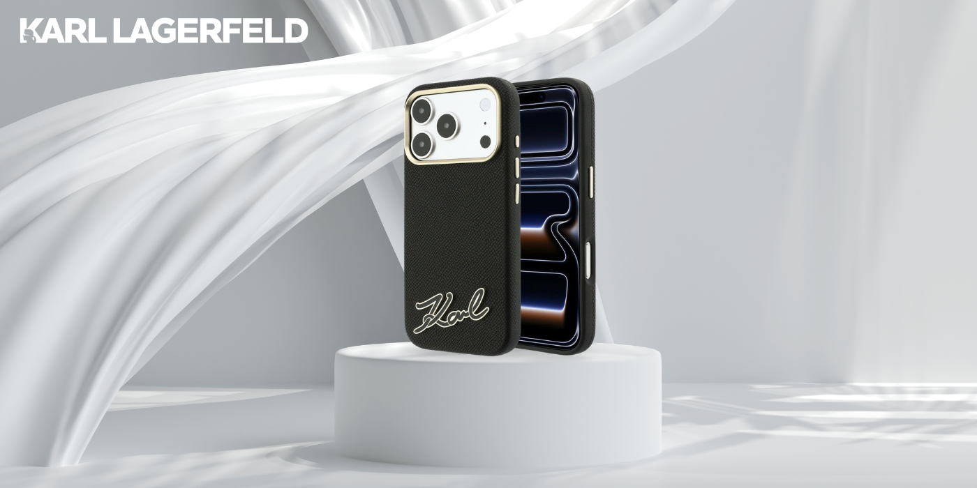 Karl Lagerfeld grūdintos tekstūros dėklas su sakų logotipu MagSafe, skirtas iPhone 18 Pro Max / 17 Pro Max – juodas aprašymas - Prekės nuotrauka