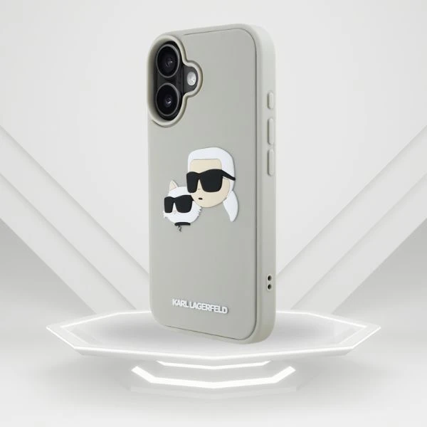Dėklas Karl Lagerfeld HC 3D Rubber Double Heads Apple iPhone 16 smėlio spalva aprašymas - Prekės nuotrauka