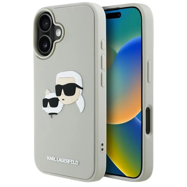 Dėklas Karl Lagerfeld HC 3D Rubber Double Heads Apple iPhone 16 smėlio spalva aprašymas - Prekės nuotrauka