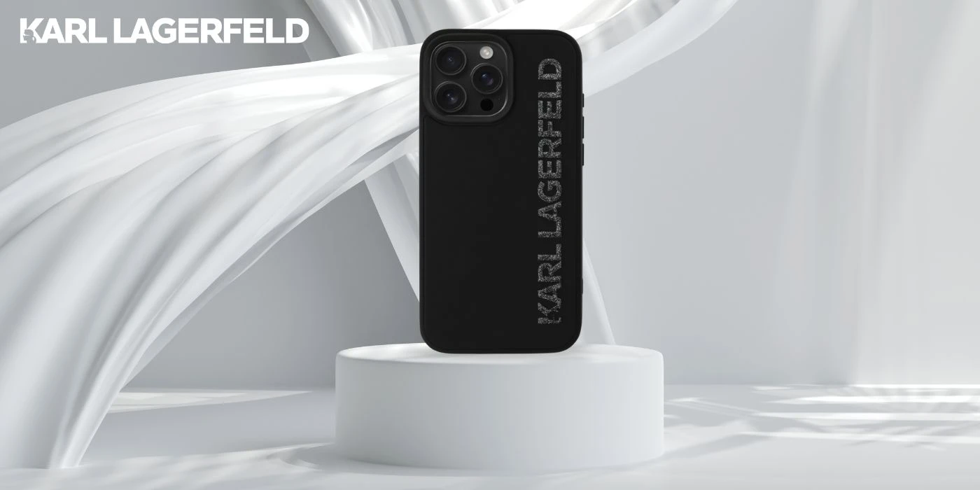 Dėklas Karl Lagerfeld HC 3D Rubber Elongated Glitter Apple iPhone 16 Pro juodos spalvos aprašymas - Prekės nuotrauka