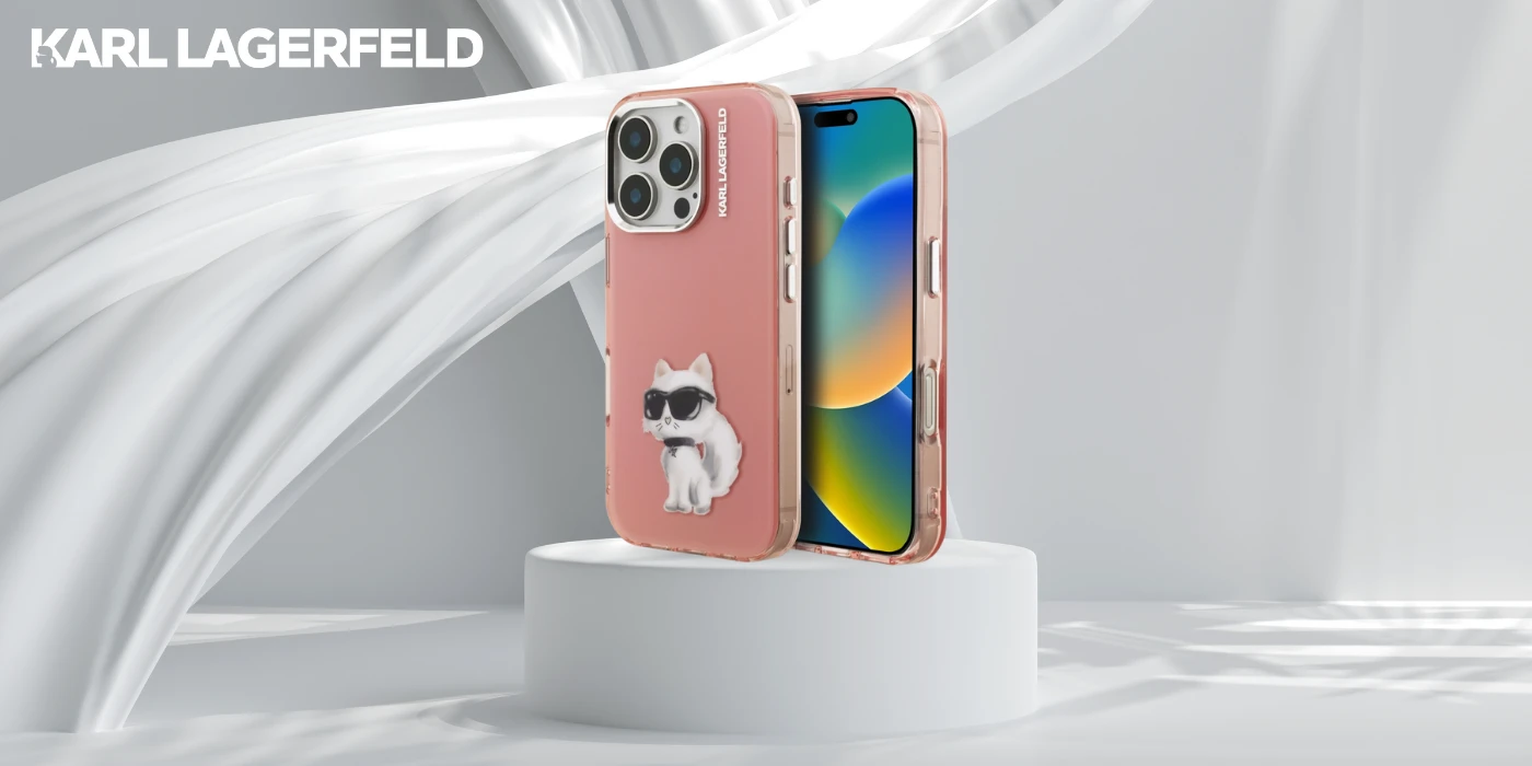 Dėklas Karl Lagerfeld IML Aquarelle Choupette & Logo Case for iPhone 16 Pro Max - Rožinė aprašymas - Prekės nuotrauka