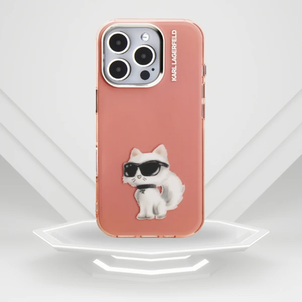 Dėklas Karl Lagerfeld IML Aquarelle Choupette & Logo Case for iPhone 16 Pro Max - Rožinė aprašymas - Prekės nuotrauka