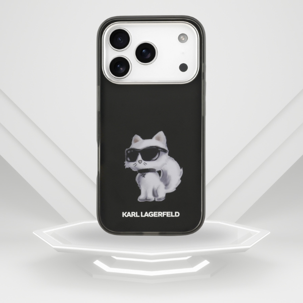 „Karl Lagerfeld IML Aquarelle Choupette & Logo MagSafe“ dėklas, skirtas „iPhone 17 Pro“ – Juodas aprašymas - Prekės nuotrauka