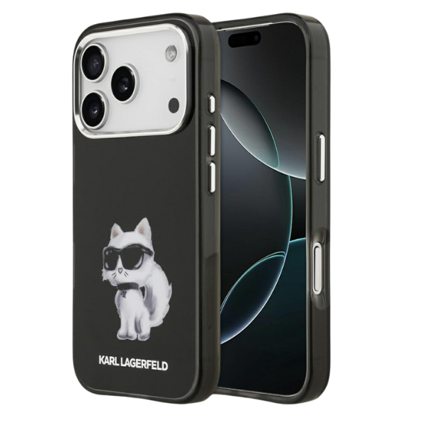 „Karl Lagerfeld IML Aquarelle Choupette & Logo MagSafe“ dėklas, skirtas „iPhone 17 Pro“ – Juodas aprašymas - Prekės nuotrauka