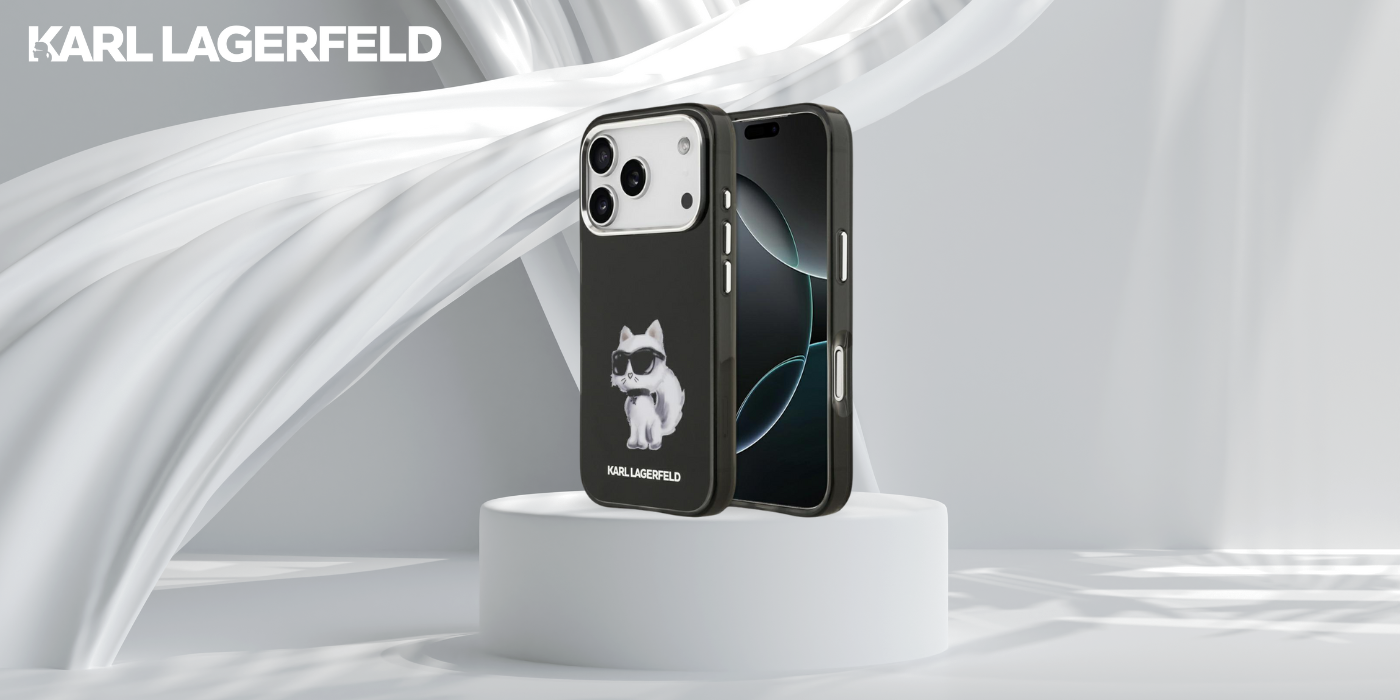 „Karl Lagerfeld IML Aquarelle Choupette & Logo MagSafe“ dėklas, skirtas „iPhone 17 Pro“ – Juodas aprašymas - Prekės nuotrauka
