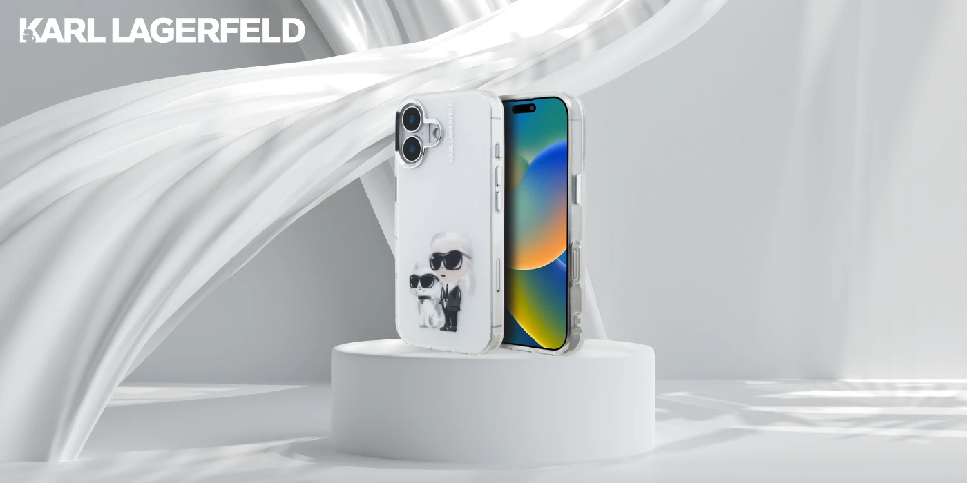 Karl Lagerfeld IML Aquarelle Karl & Choupette & Logo iPhone 16 dėklas - Baltas aprašymas - Prekės nuotrauka Karl Lagerfeld IML Aquarelle Karl & Choupette & Logo iPhone 16 dėklas - Baltas aprašymas - Prekės nuotrauka
