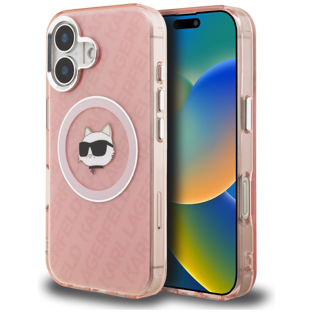 Dėklas Karl Lagerfeld IML Choupette Head Logo MagSafe iPhone 16 Case - Rožinė aprašymas - Prekės nuotrauka