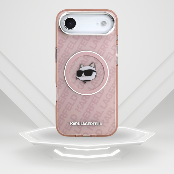 Dėklas Karl Lagerfeld IML Choupette Head Logo MagSafe Case for iPhone 17 Air - Rožinė aprašymas - Prekės nuotrauka