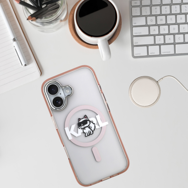 Dėklas Karl Lagerfeld IML Choupette Sketch Logo MagSafe iPhone 17 Case - Rožinė aprašymas - Prekės nuotrauka