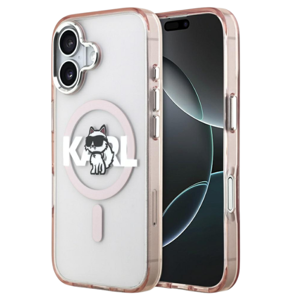 Dėklas Karl Lagerfeld IML Choupette Sketch Logo MagSafe iPhone 17 Case - Rožinė aprašymas - Prekės nuotrauka