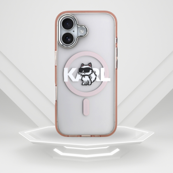 Dėklas Karl Lagerfeld IML Choupette Sketch Logo MagSafe iPhone 17 Case - Rožinė aprašymas - Prekės nuotrauka