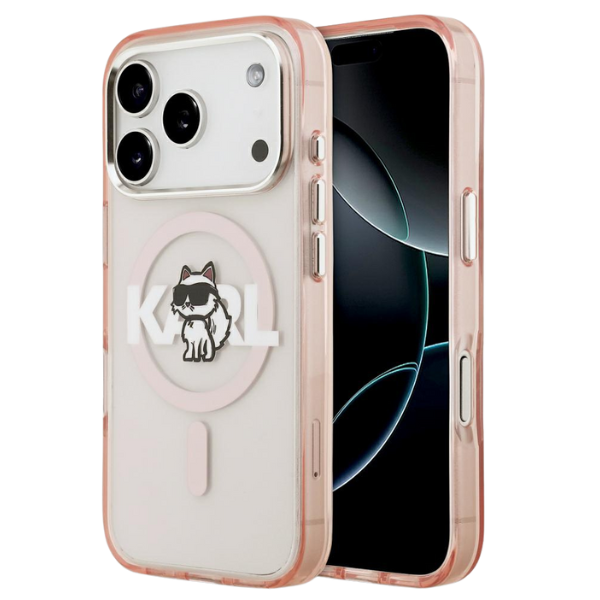 Dėklas Karl Lagerfeld IML Choupette Sketch Logo MagSafe Case for iPhone 17 Pro - Rožinė aprašymas - Prekės nuotrauka