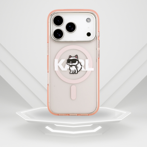 Dėklas Karl Lagerfeld IML Choupette Sketch Logo MagSafe Case for iPhone 17 Pro - Rožinė aprašymas - Prekės nuotrauka