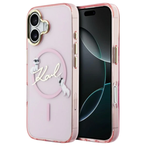 Dėklas Karl Lagerfeld IML Choupettes Karl Script Logo MagSafe iPhone 17 Case - Rožinė aprašymas - Prekės nuotrauka
