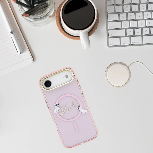 Dėklas Karl Lagerfeld IML Choupettes Karl Script Logo MagSafe iPhone Air Case - Rožinė aprašymas - Prekės nuotrauka