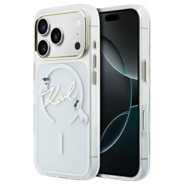 Dėklas Karl Lagerfeld IML Choupettes Karl Script Logo MagSafe Case for iPhone 17 Pro - Clear aprašymas - Prekės nuotrauka