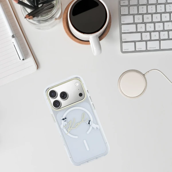 Dėklas Karl Lagerfeld IML Choupettes Karl Script Logo MagSafe Case for iPhone 17 Pro - Clear aprašymas - Prekės nuotrauka