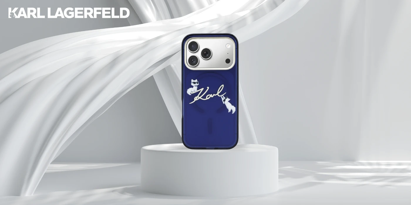 Dėklas Karl Lagerfeld IML Choupettes Karl Script Logo MagSafe Case for iPhone 17 Pro Max - Mėlyna aprašymas - Prekės nuotrauka