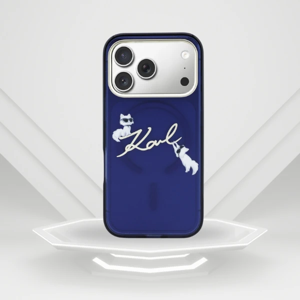 Dėklas Karl Lagerfeld IML Choupettes Karl Script Logo MagSafe Case for iPhone 17 Pro Max - Mėlyna aprašymas - Prekės nuotrauka