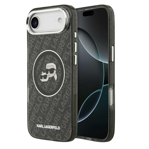 Dėklas Karl Lagerfeld IML Glitter Karl & Choupette Heads Logo MagSafe skirtas Apple iPhone Air juodos spalvos aprašymas - Prekės nuotrauka