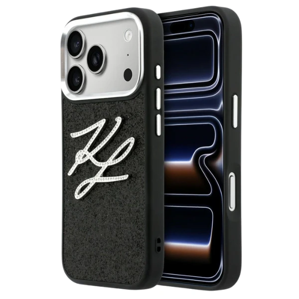 Dėklas Karl Lagerfeld IML Glitter KL Diamond Logo Case for iPhone 17 Pro - Juodas aprašymas - Prekės nuotrauka