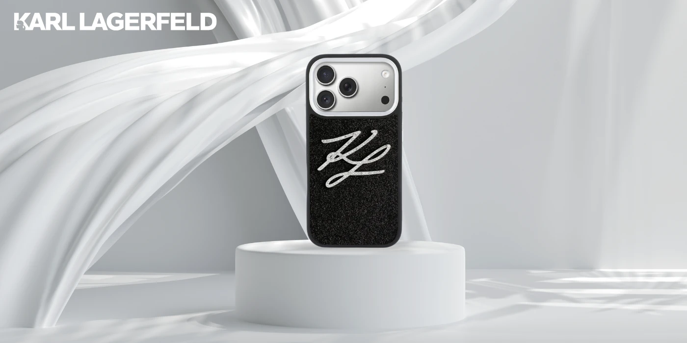 Dėklas Karl Lagerfeld IML Glitter KL Diamond Logo Case for iPhone 17 Pro - Juodas aprašymas - Prekės nuotrauka