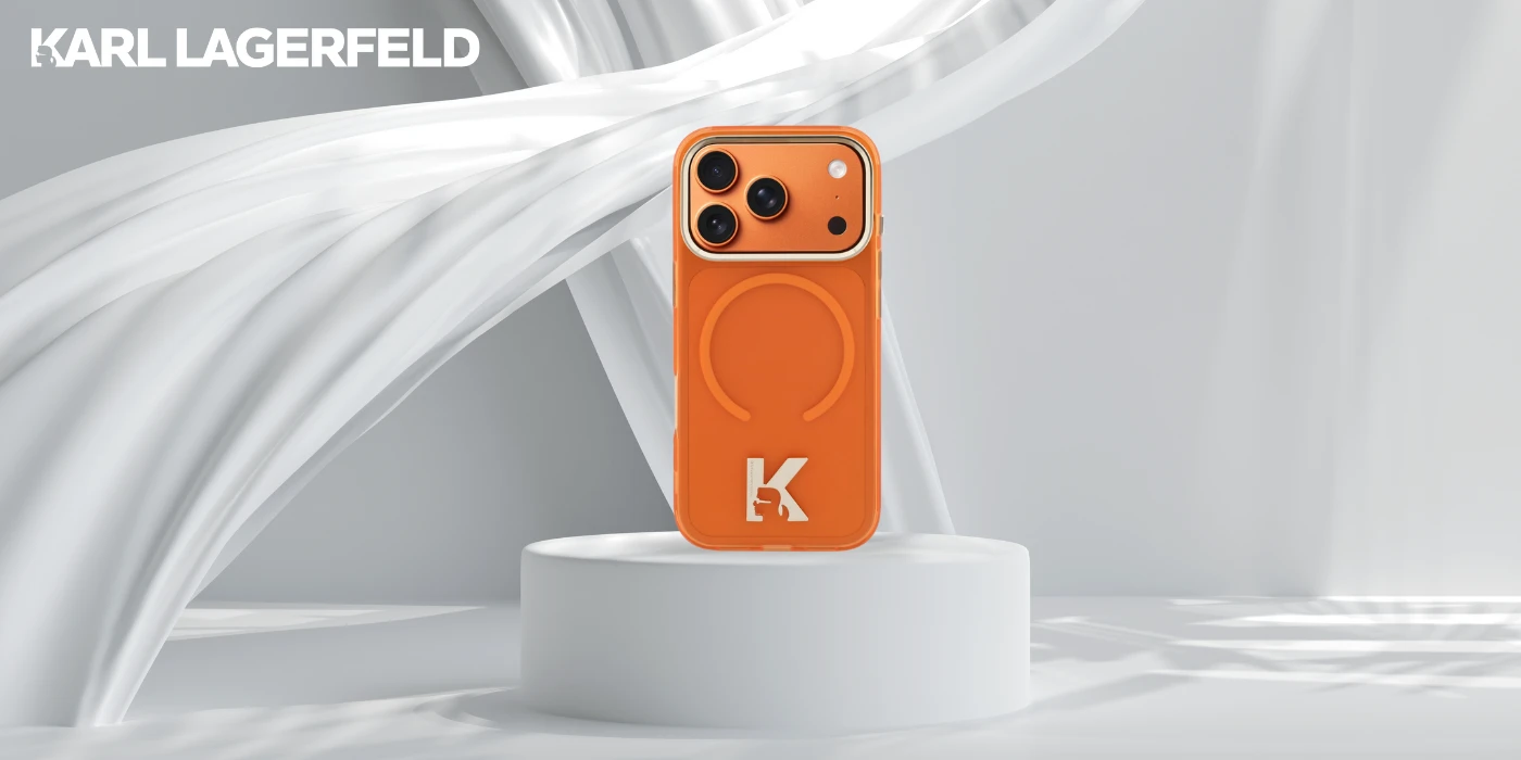Dėklas Karl Lagerfeld IML K Head Logo MagSafe Case for iPhone 17 Pro - Oranžinis aprašymas - Prekės nuotrauka