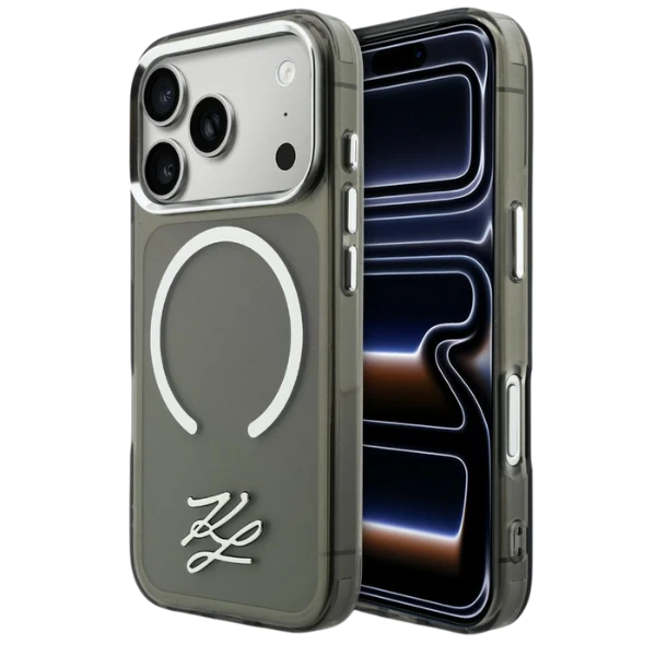 Dėklas Karl Lagerfeld IML KL Script Logo MagSafe Case for iPhone 17 Pro Max - Juodas aprašymas - Prekės nuotrauka