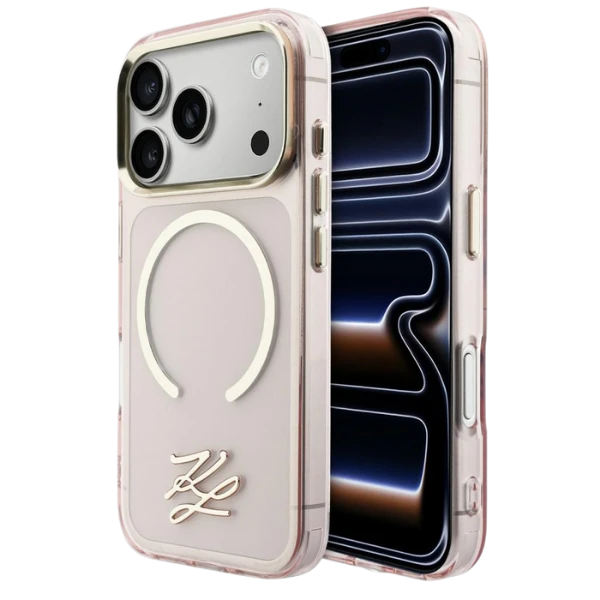 Dėklas Karl Lagerfeld IML KL Script Logo MagSafe Case for iPhone 17 Pro Max - Rožinė aprašymas - Prekės nuotrauka