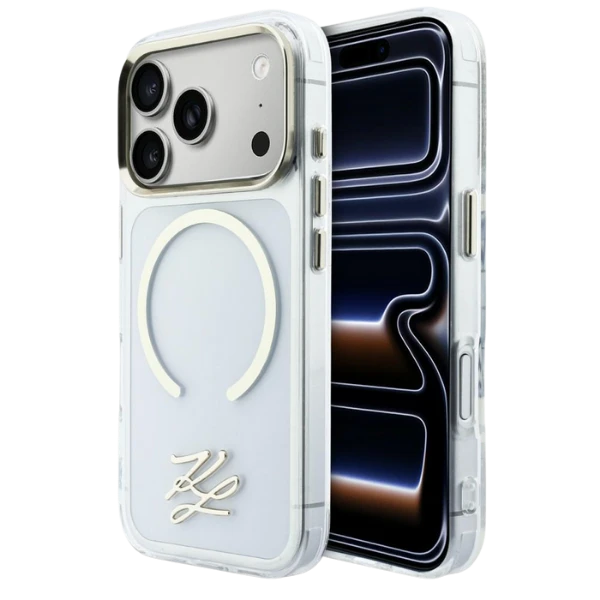 Dėklas Karl Lagerfeld IML KL Script Logo MagSafe Case for iPhone 17 Pro - Clear aprašymas - Prekės nuotrauka
