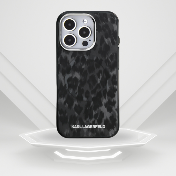 „Karl Lagerfeld IML“ leopardo rašto „MagSafe“ dėklas, skirtas „iPhone 16 Pro Max“ – Juodas aprašymas - Prekės nuotrauka „Karl Lagerfeld IML“ leopardo rašto „MagSafe“ dėklas, skirtas „iPhone 16 Pro Max“ – Juodas aprašymas - Prekės nuotrauka