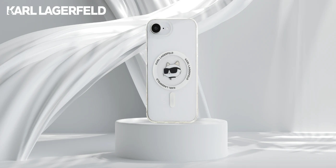 Karl Lagerfeld IML Metal Choupette Head MagSafe iPhone 16e Dėklas - Baltas aprašymas - Prekės nuotrauka