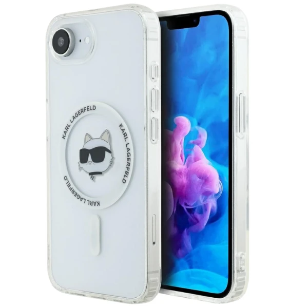 Karl Lagerfeld IML Metal Choupette Head MagSafe iPhone 16e Dėklas - Baltas aprašymas - Prekės nuotrauka