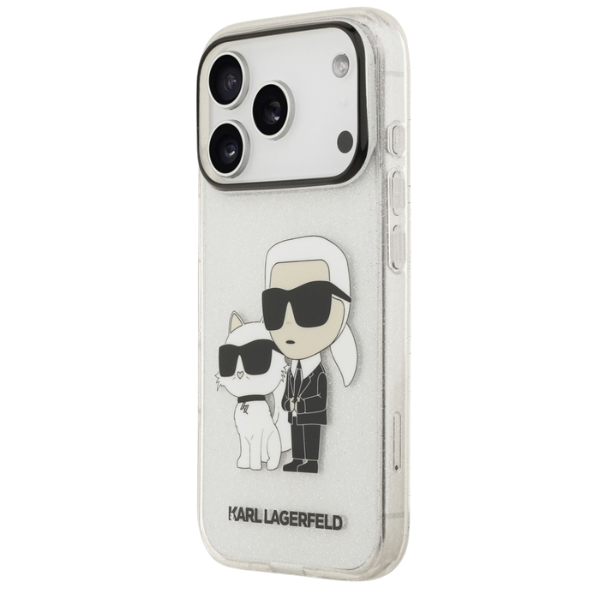 Karl Lagerfeld IML NFT Glitter Karl&Choupette dėklas iPhone 18 Pro Max / 17 Pro Max - Permatomas aprašymas - Prekės nuotrauka