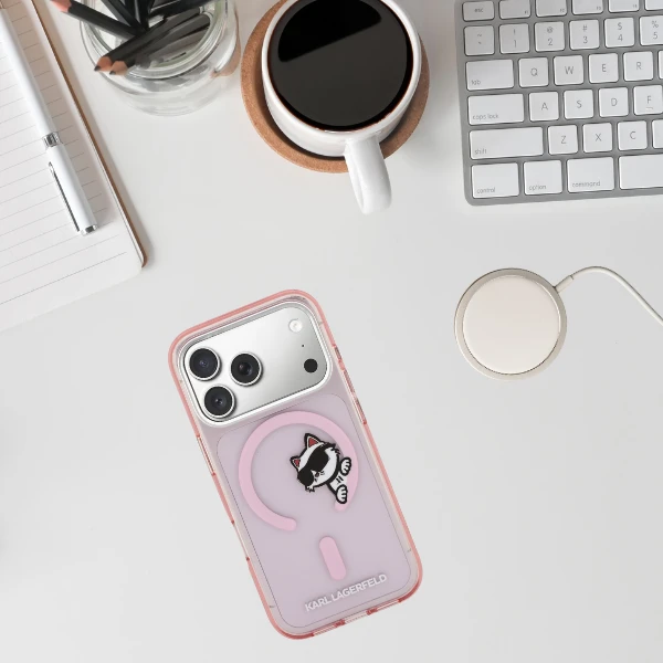 Dėklas Karl Lagerfeld IML Peekaboo MagSafe Case for iPhone 17 Pro - Rožinė aprašymas - Prekės nuotrauka