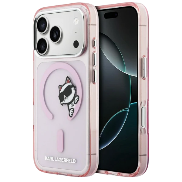 Dėklas Karl Lagerfeld IML Peekaboo MagSafe Case for iPhone 17 Pro Max - Rožinė aprašymas - Prekės nuotrauka