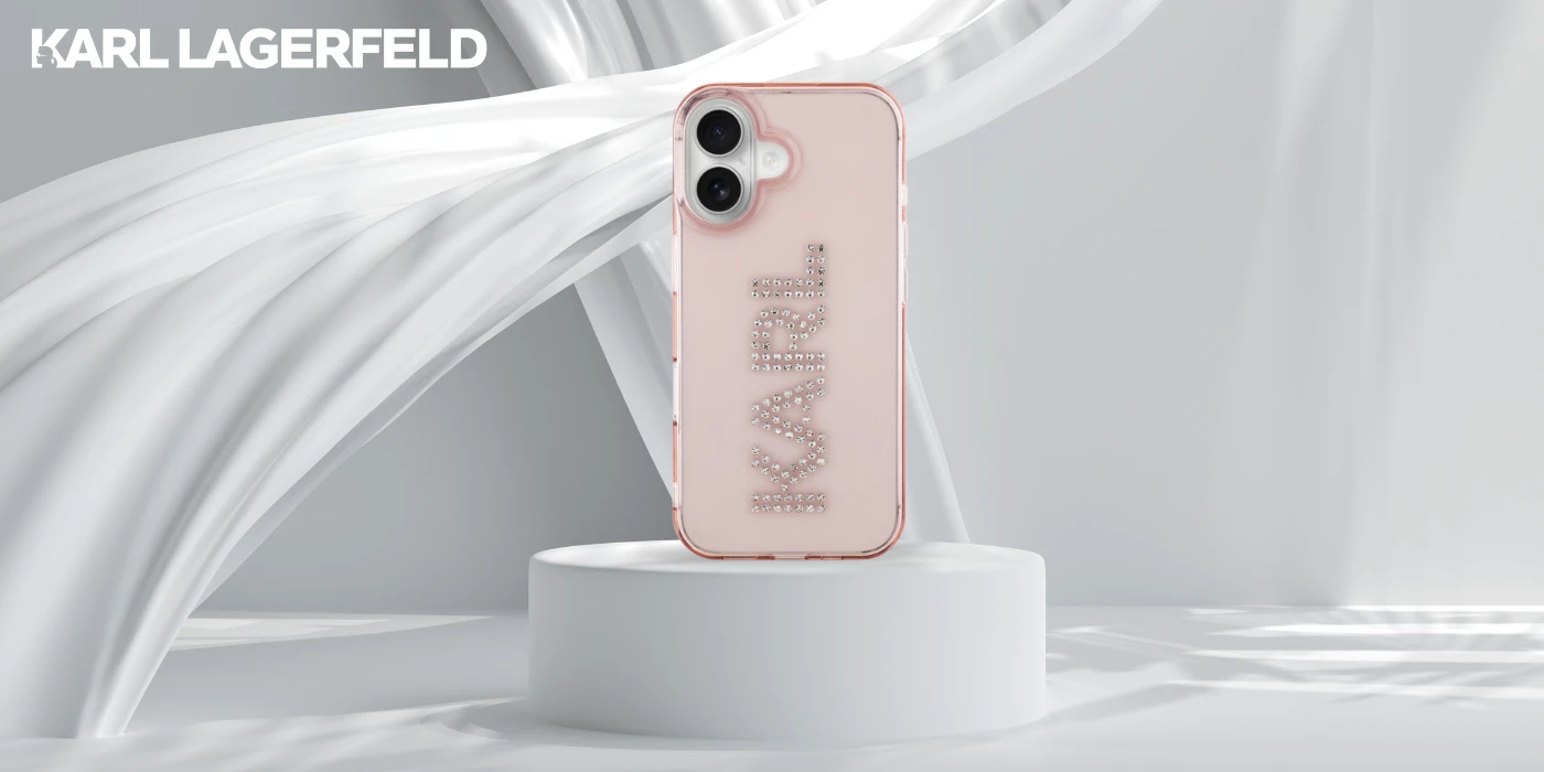 Dėklas Karl Lagerfeld IML Rhinestones Logo iPhone 16 Case - Rožinė aprašymas - Prekės nuotrauka