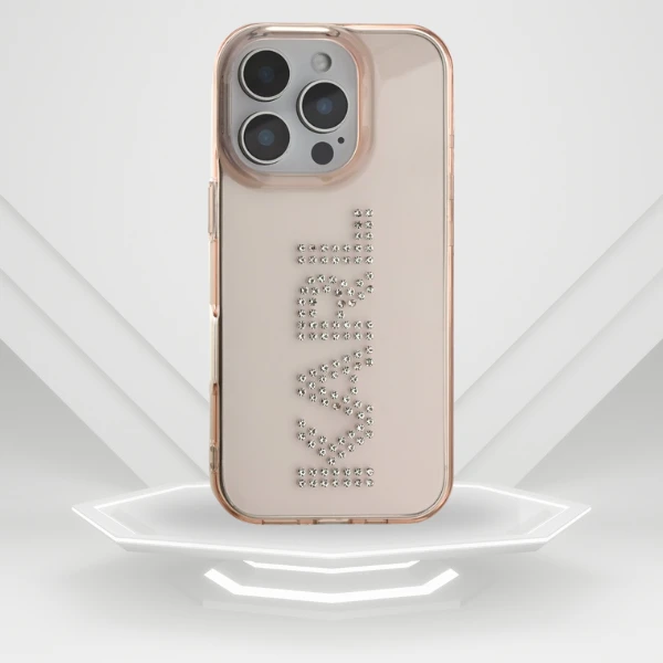 Dėklas Karl Lagerfeld IML Rhinestones Logo iPhone 16 Pro Case - Rožinė aprašymas - Prekės nuotrauka