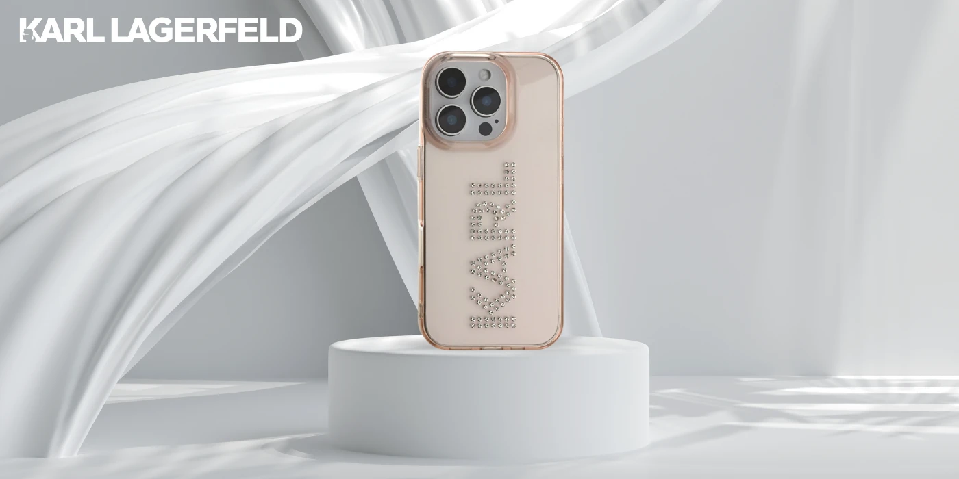 Dėklas Karl Lagerfeld IML Rhinestones Logo iPhone 16 Pro Case - Rožinė aprašymas - Prekės nuotrauka