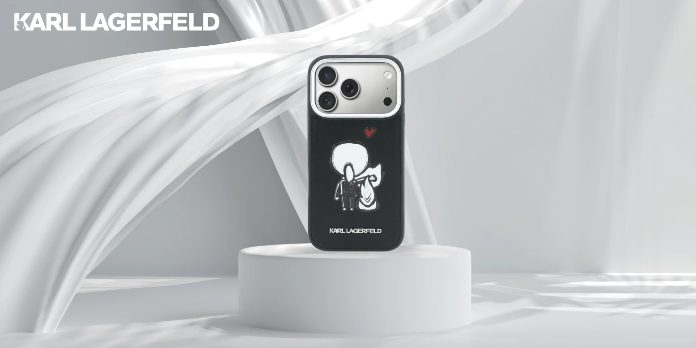 Dėklas Karl Lagerfeld Karl & Choupette Back Logo MagSafe Case for iPhone 17 Pro - Juodas aprašymas - Prekės nuotrauka