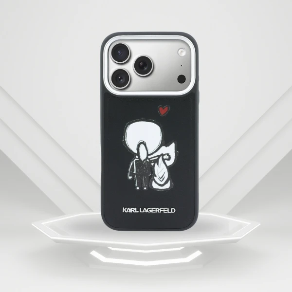 Dėklas Karl Lagerfeld Karl & Choupette Back Logo MagSafe Case for iPhone 17 Pro - Juodas aprašymas - Prekės nuotrauka