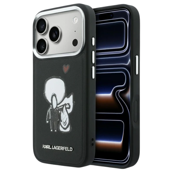 Dėklas Karl Lagerfeld Karl & Choupette Back Logo MagSafe Case for iPhone 17 Pro Max - Juodas aprašymas - Prekės nuotrauka